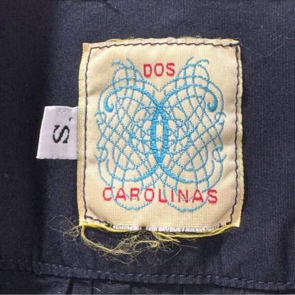 Dos Carolinas Guayabera Embroidered Shirt Dress Small Black Turquoise Cotton - Picture 2 of 13